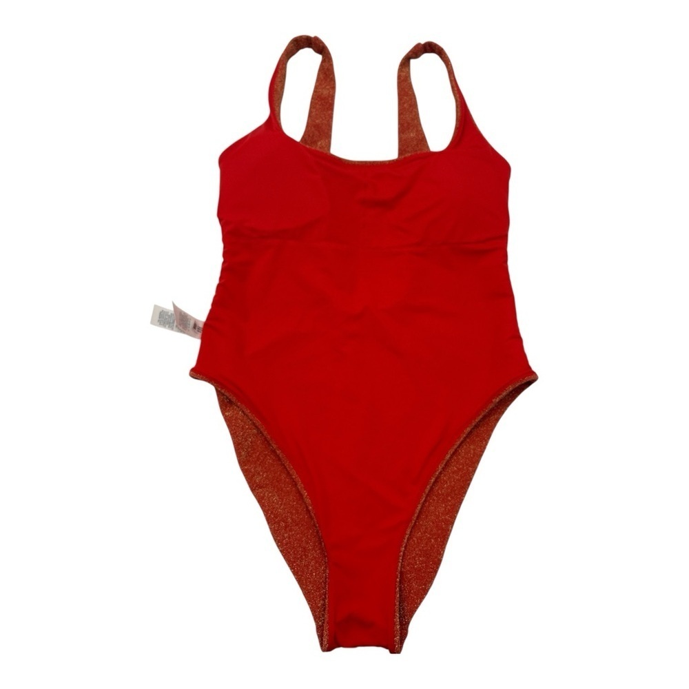 ❤️🔥”Showgirl” Era Orange/Red Sparkle One-Piece Swim/Bodysuit Size M Aerie❤️🔥 - Picture 8 of 14